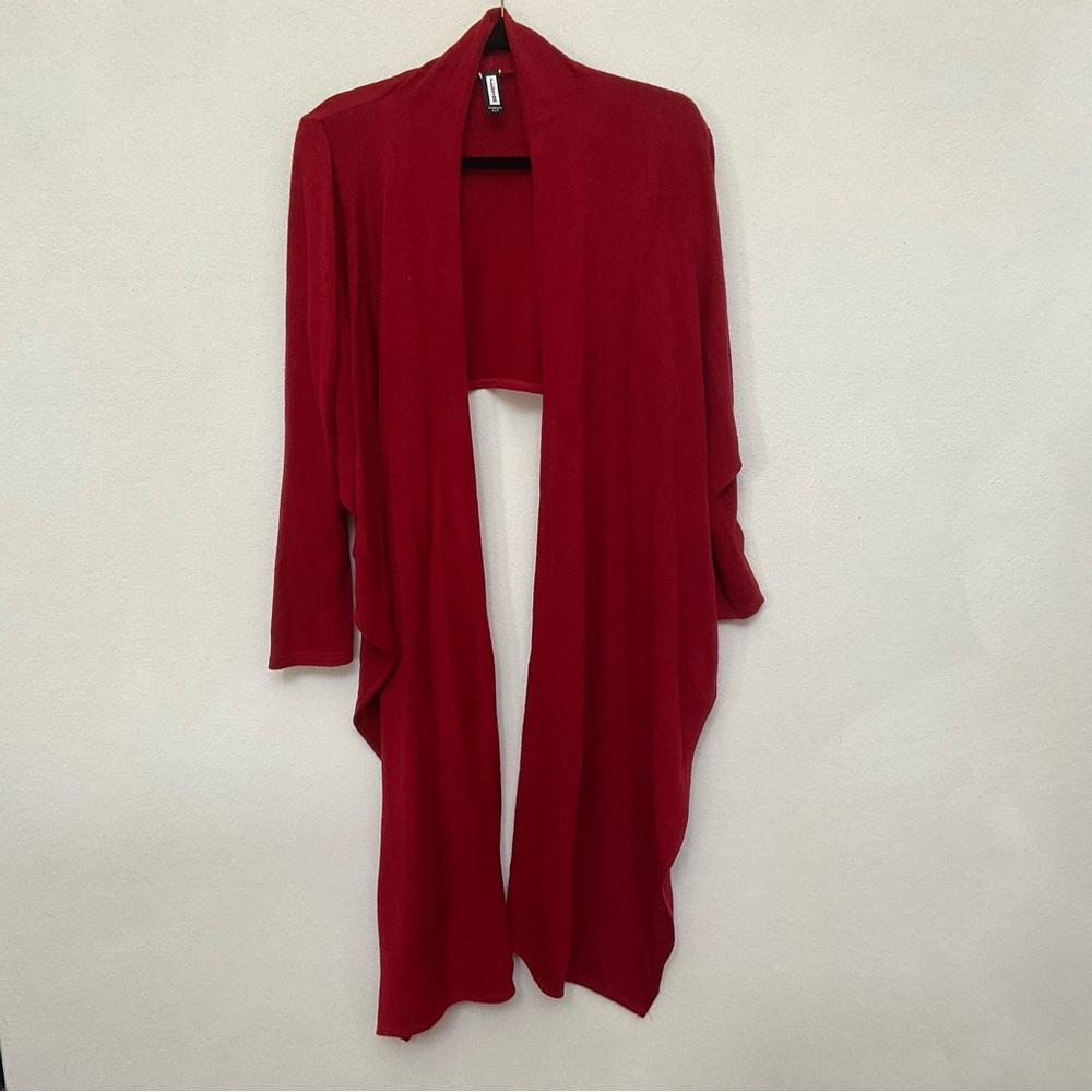 Illusion by Mercury Red Long Front Drape Wrap Cardigan One Size 100% Acrylic